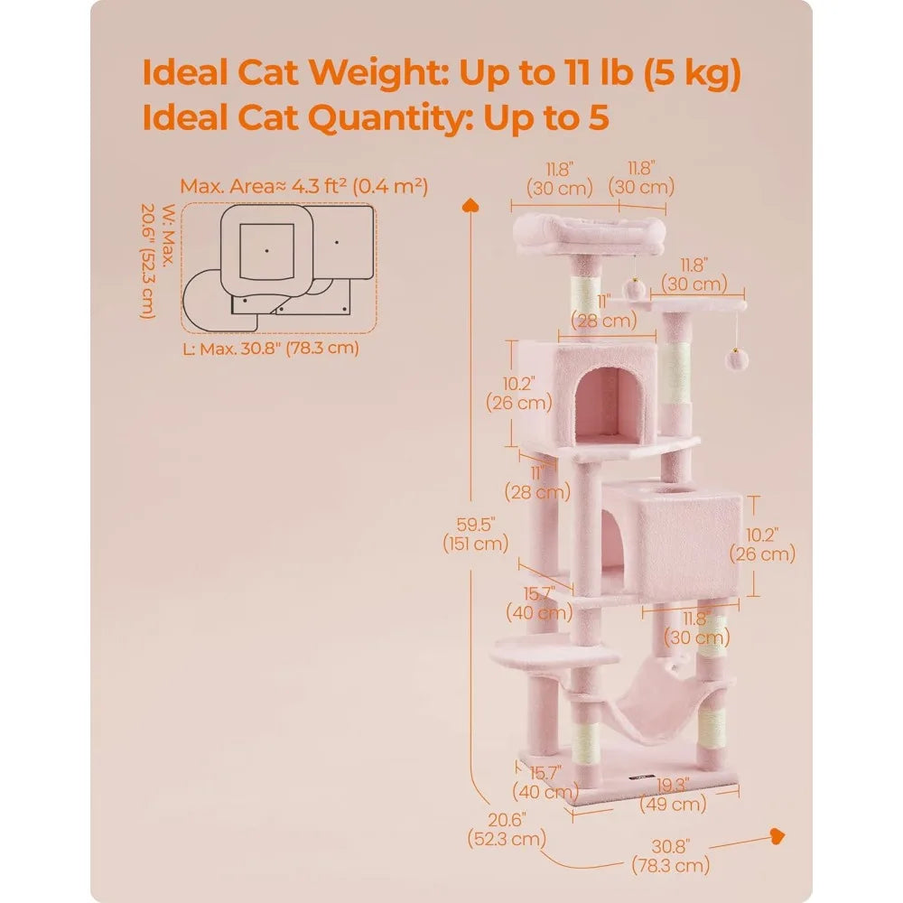 NBVCX Multi Level Cat Tree Condo With Scratching Posts Perches And Caves