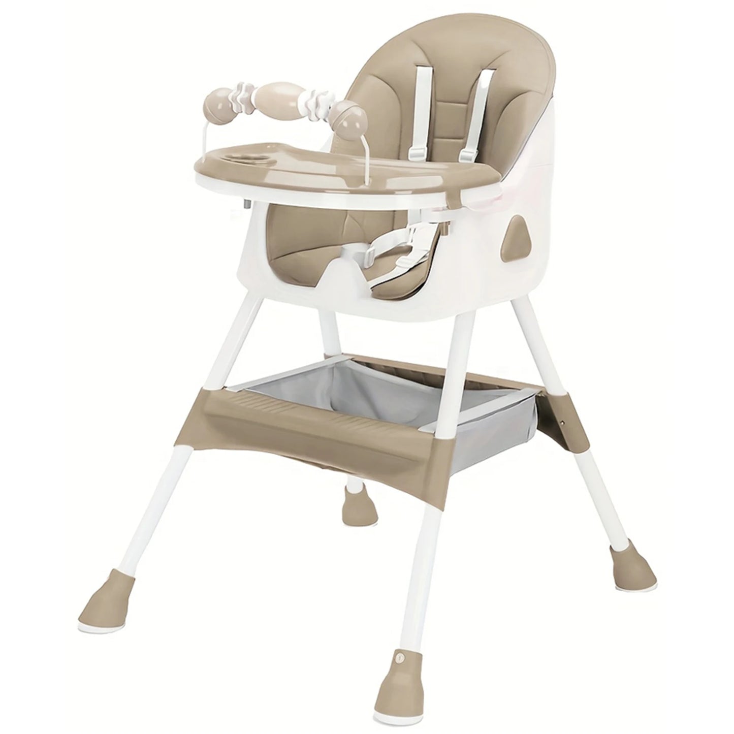 PIORLADO Foldable Baby High Chair With Tray Anti Slip Pad Toy Rack