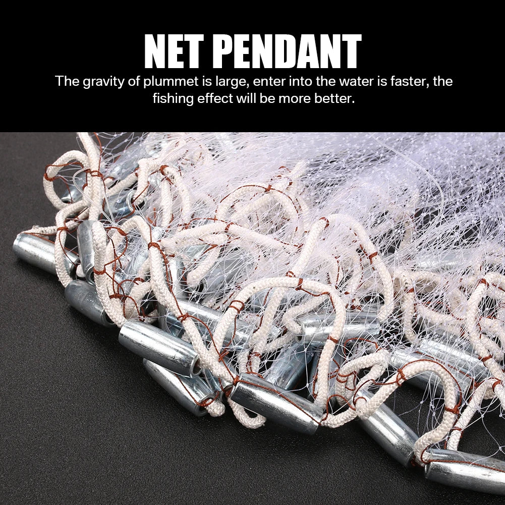 Premium Throw Cast Net With Aluminum Sinkers For Fishing