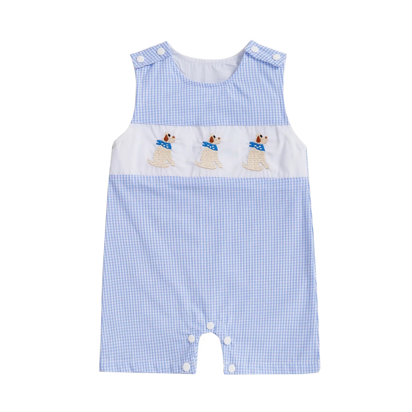 Soft Cotton Embroidered Baby Romper Button Up Summer Jumpsuit
