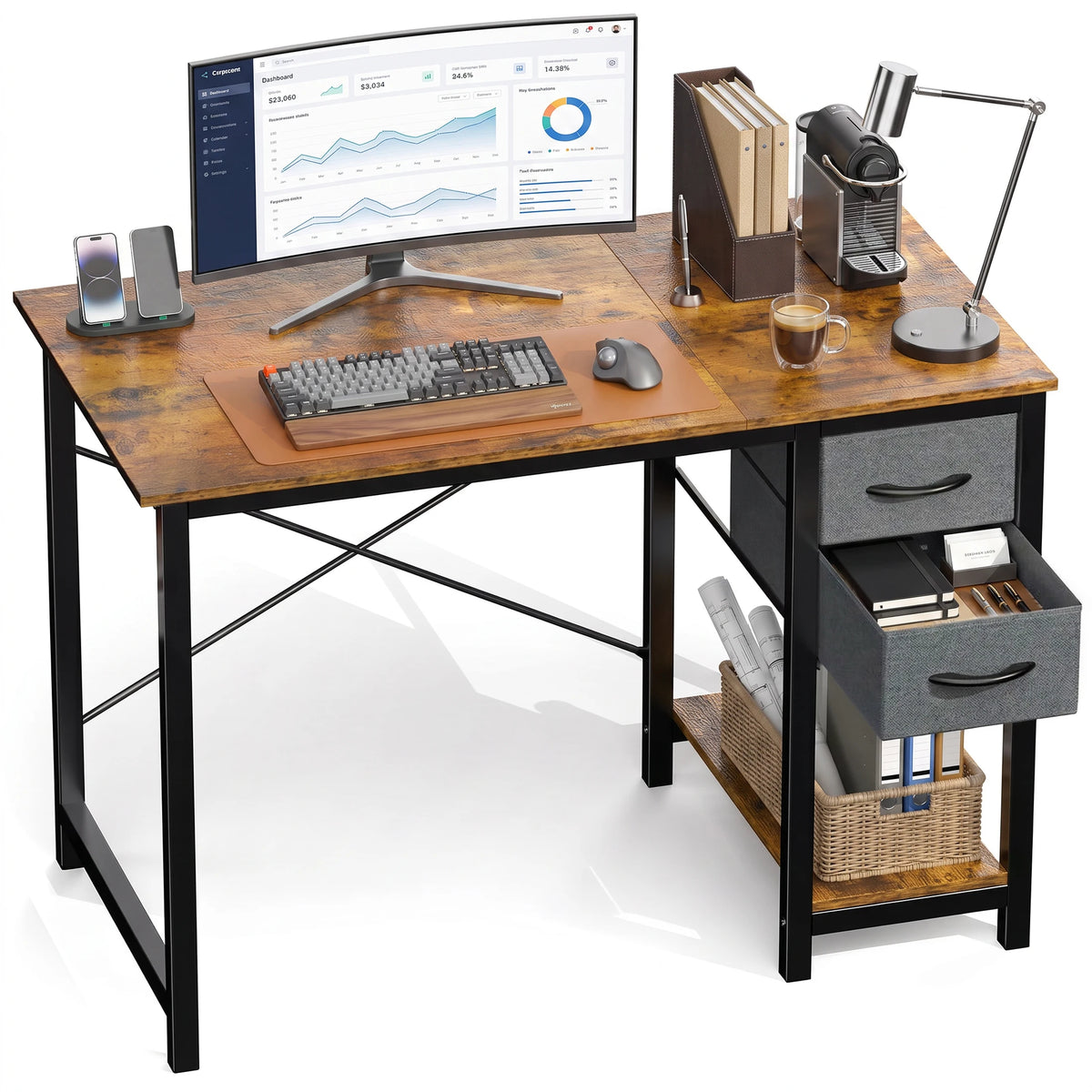 MCQ Ergonomic Office Desk With Storage Drawers Side Hook