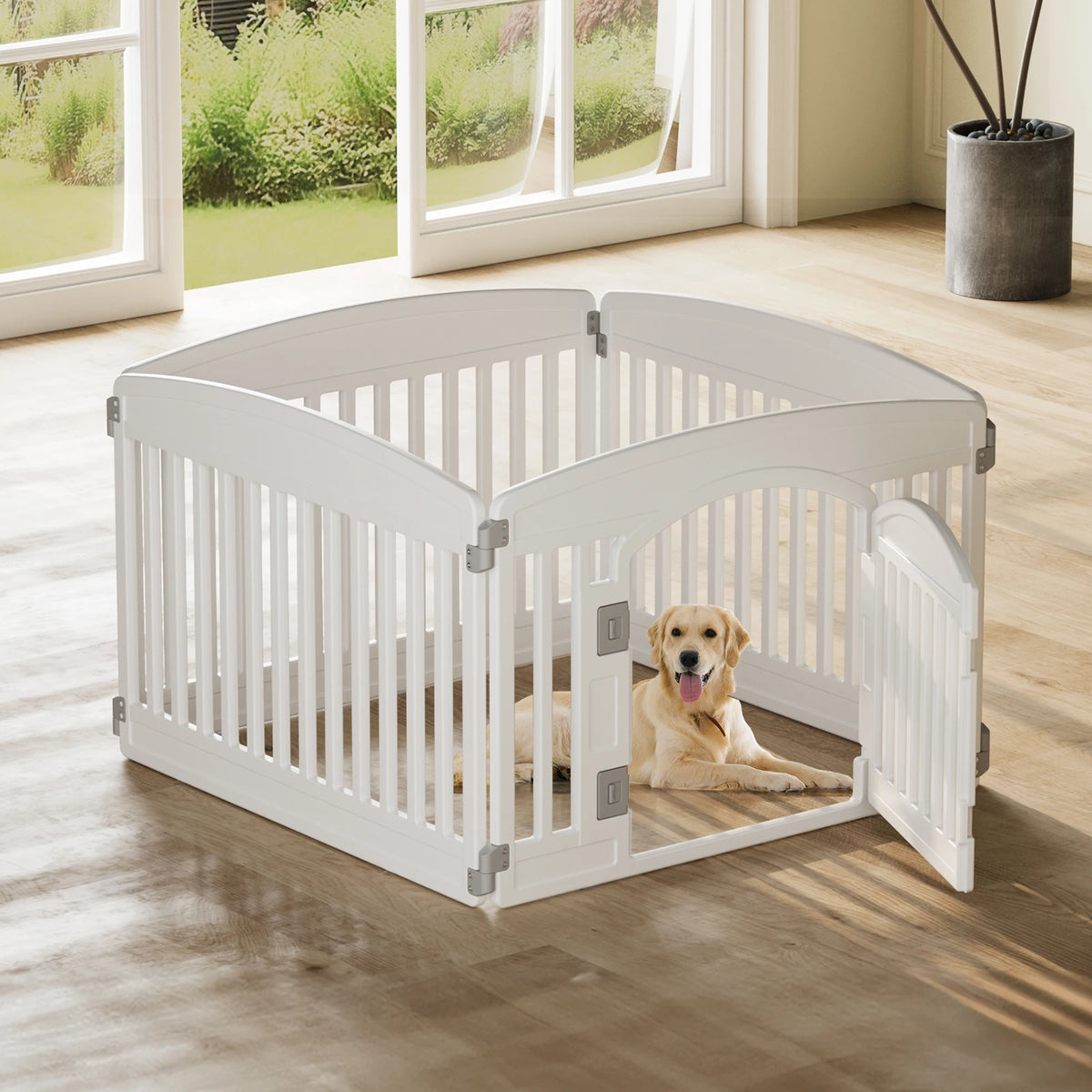 JHK Portable Plastic Dog Playpen With Expandable Panels