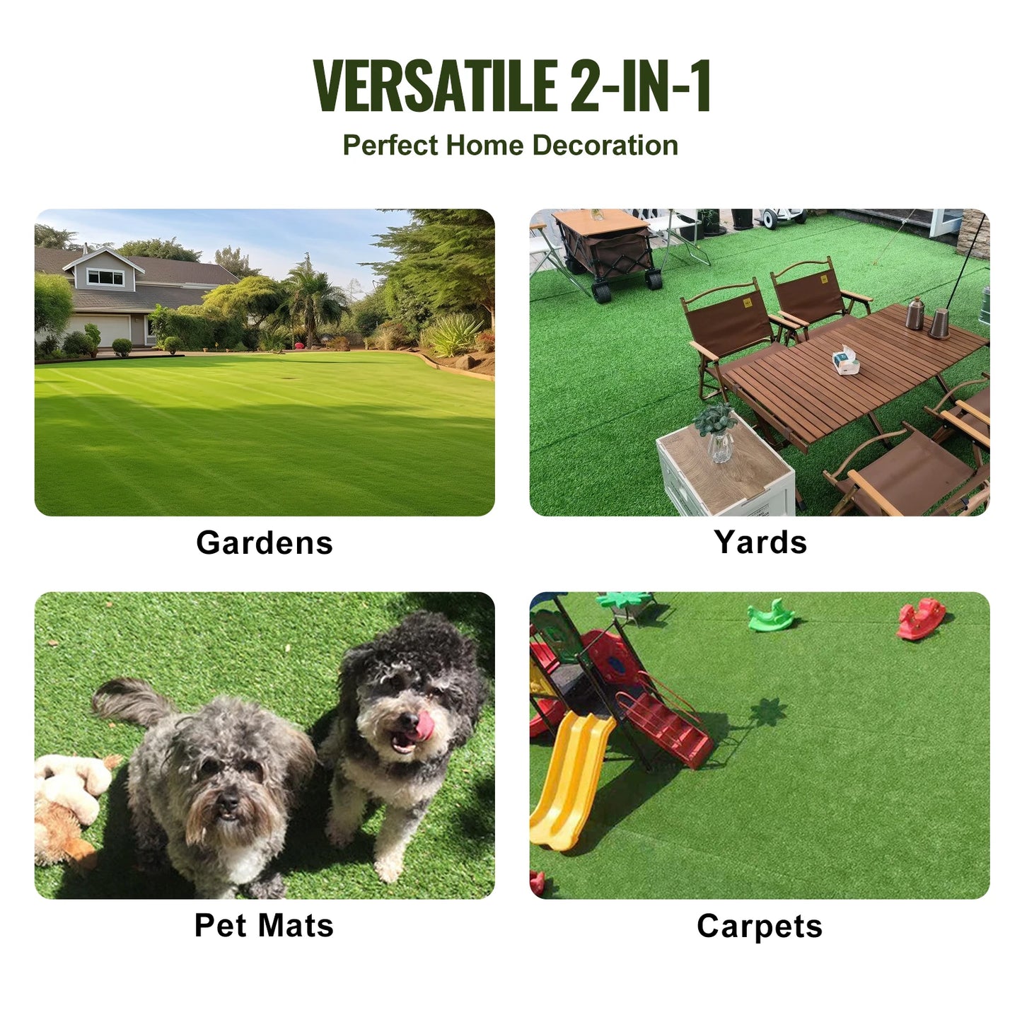 Artificial Grass Rug With Drainage Holes For Outdoor Decor