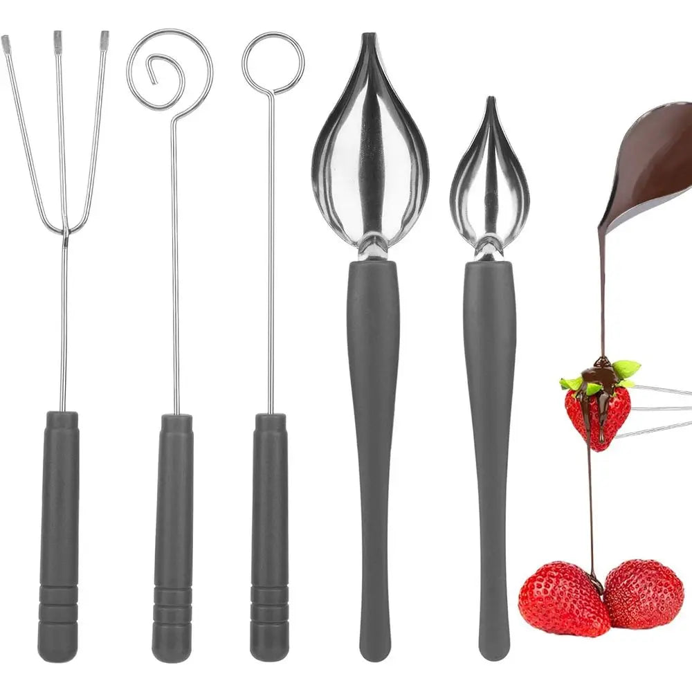Culinary Decorating Spoons Chocolate Dipping Tools Set Plates