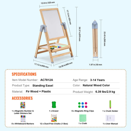 SucceBuy Standing Magnetic Drawing Board WordPad Art Easel With Accessories