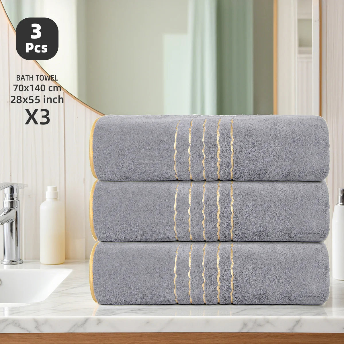 Premium Microfiber Bath Towel Set For Home And Spa Use