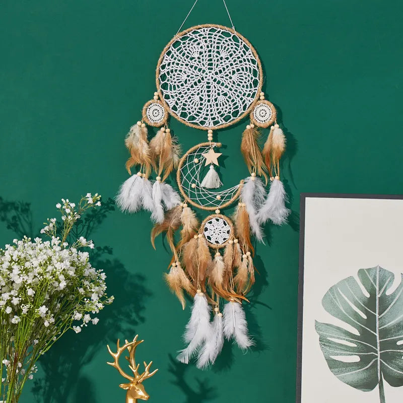 Handcrafted Moon And Sun Dream Catcher Wall Decoration Set
