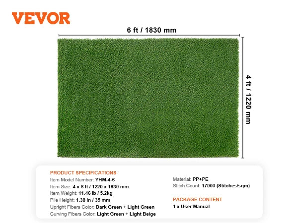 Artificial Grass Rug With Drainage Holes For Outdoor Decor