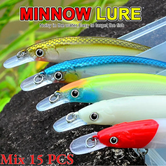 Dutriux Minnow Hard Bait Set Slow Sinking Crankbait Tackle