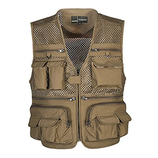 Mens Mesh Breathable Utility Fishing Vest Padded Waistcoat Quick Dry