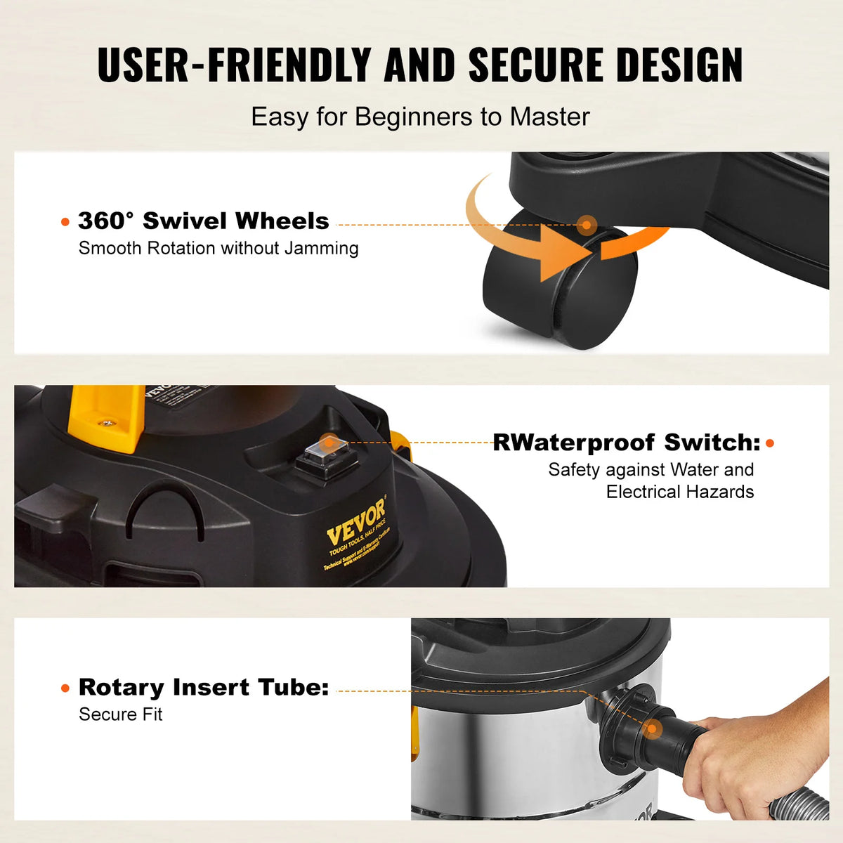 SucceBuy Stainless Steel Wet Dry Shop Vacuum High Suction