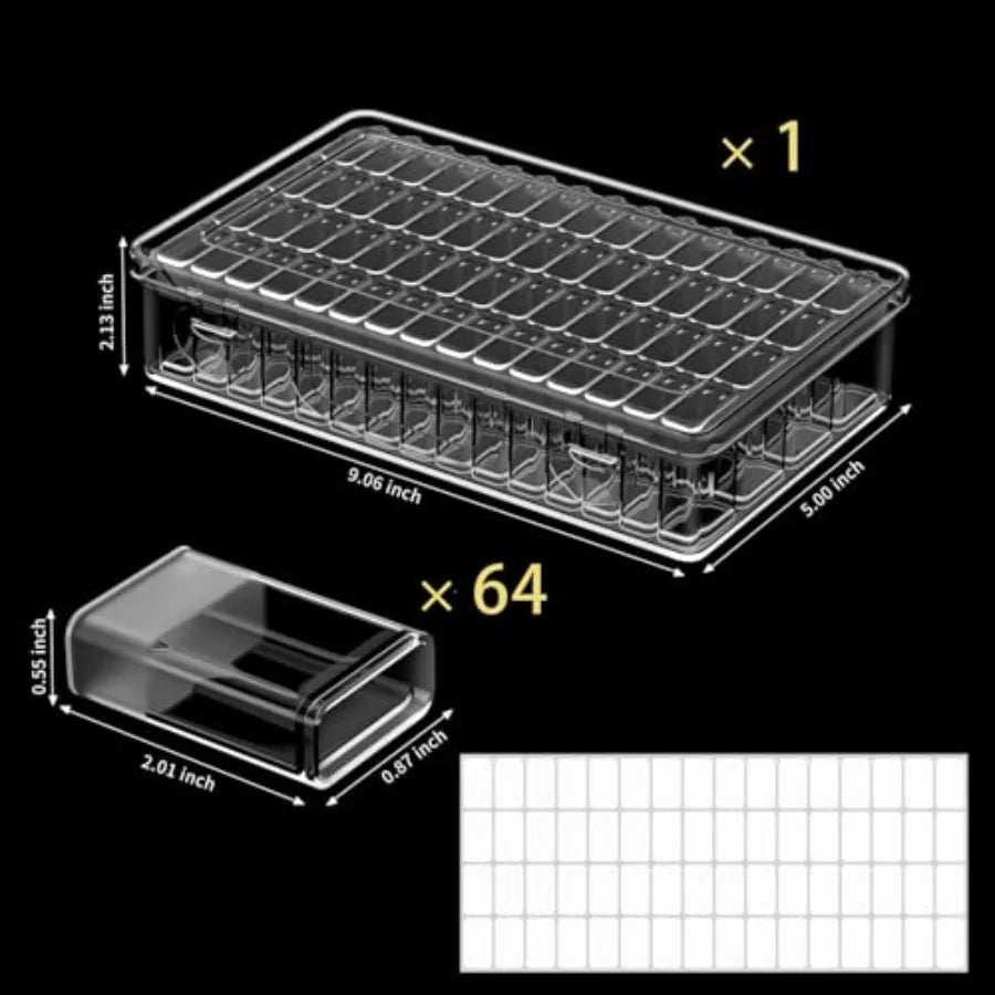 Diamond Painting Tool Box 64 Grids Storage With Adjustable Dividers