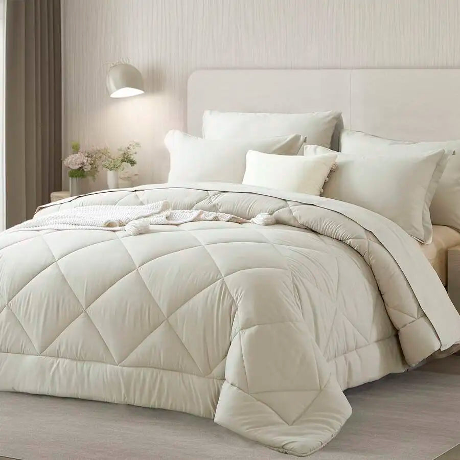 Geometric Pattern Comforter Set With Embroidered Jacquard Design