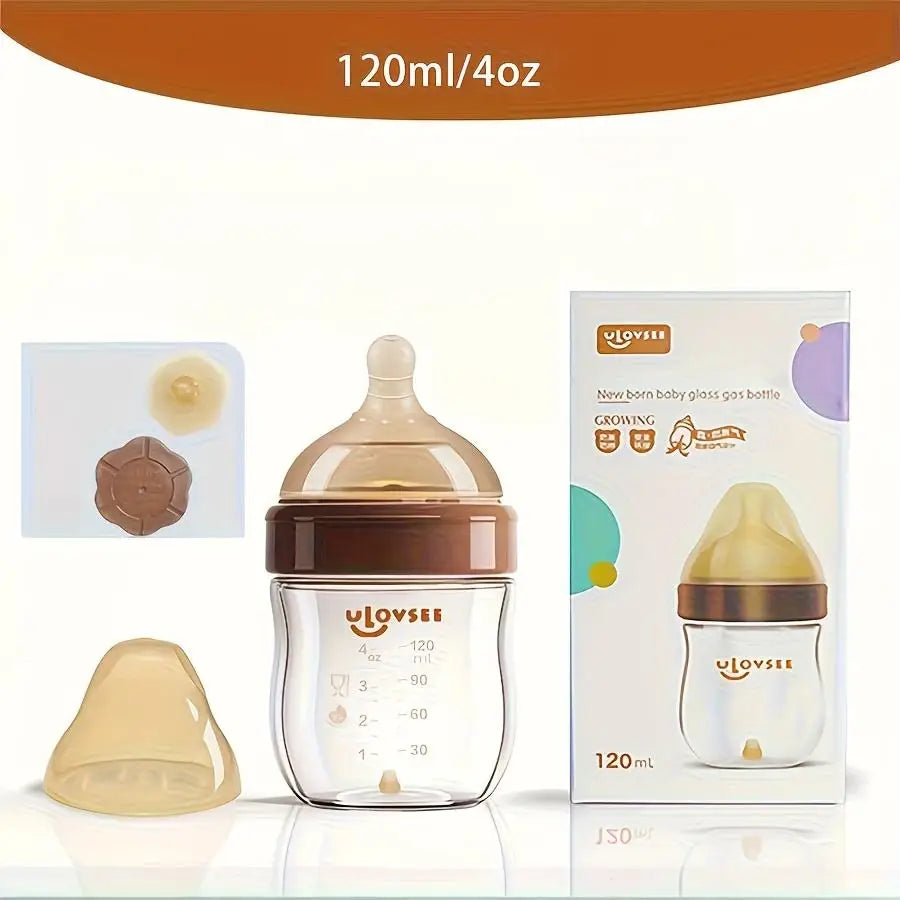 High Borosilicate Glass Baby Bottle Wide Neck Feeding Bottle Valve