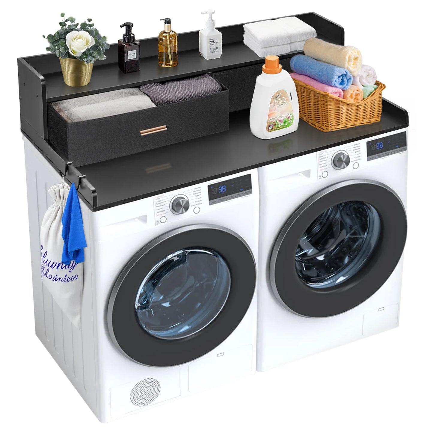 SucceBuy Washer Dryer Countertop With Open Shelf For Laundry Rooms