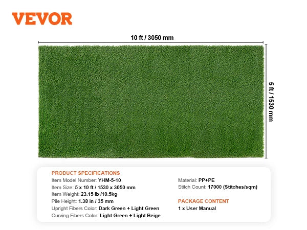 Artificial Grass Rug With Drainage Holes For Outdoor Decor