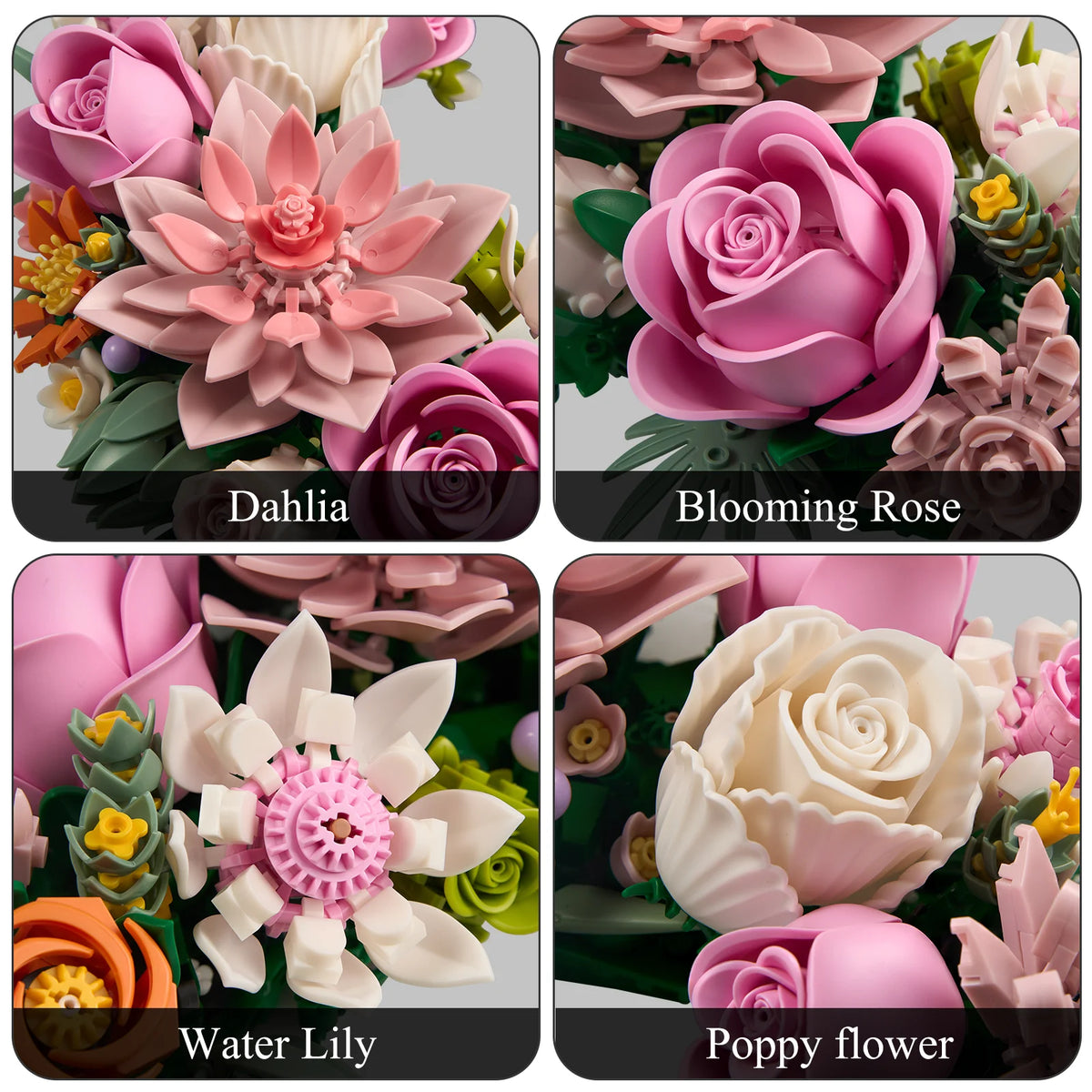 BuildMoc Floral Moon Wreath Building Blocks Home Decor Kit