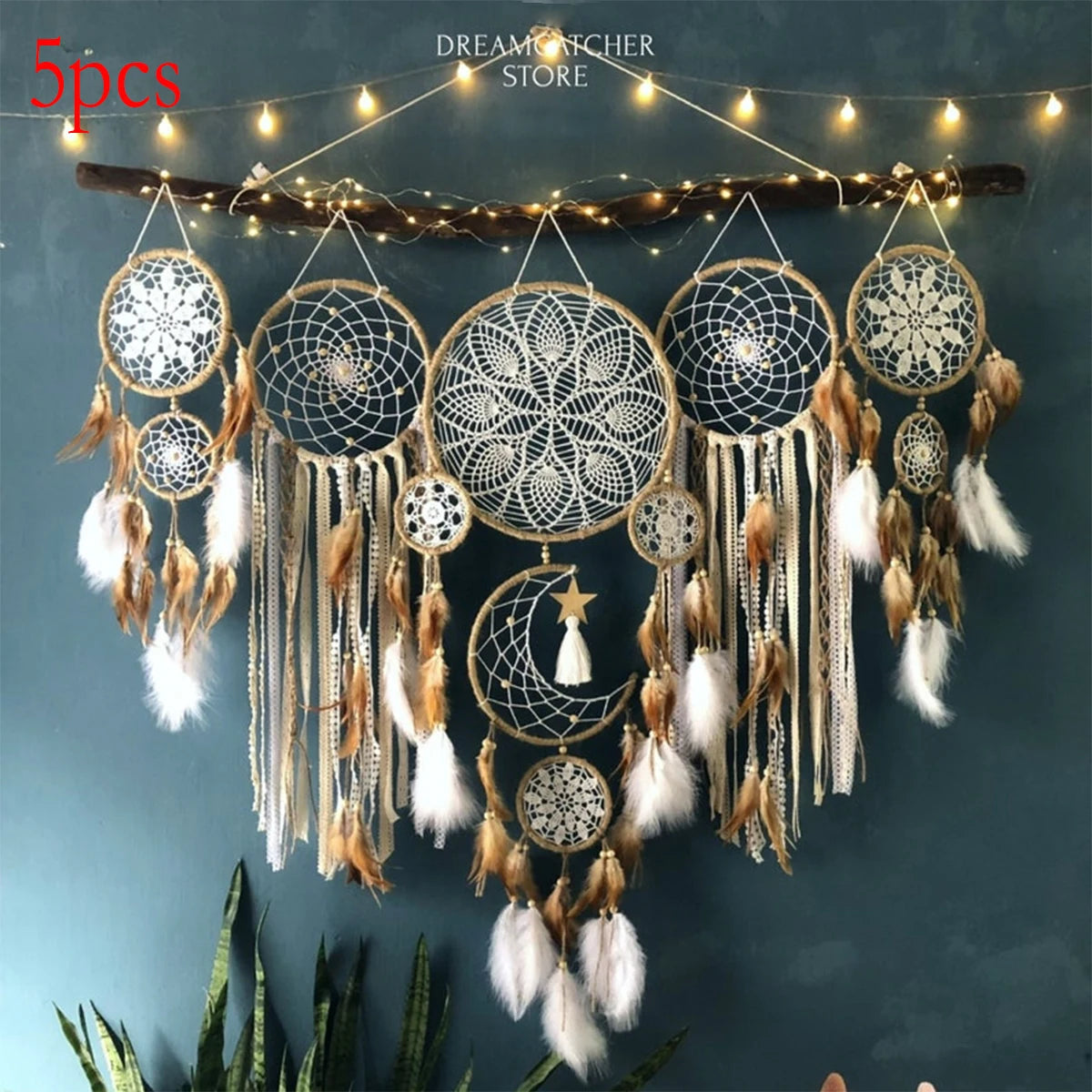 Handcrafted Moon And Sun Dream Catcher Wall Decoration Set