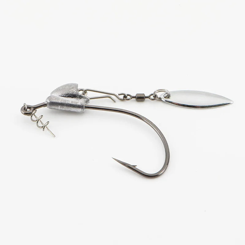 Weighted Underspin Jig Head Swimbait Hooks With Spinner Blades