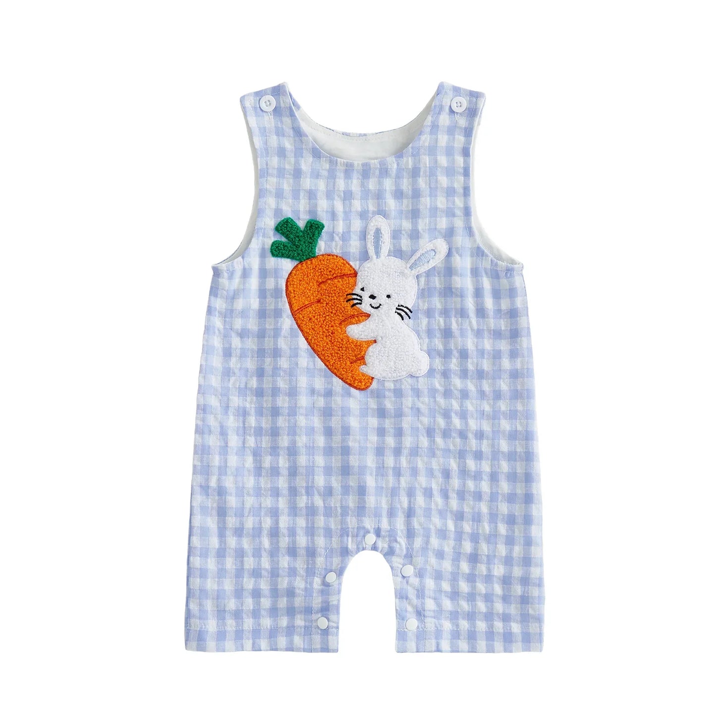 Soft Cotton Embroidered Baby Romper Button Up Summer Jumpsuit