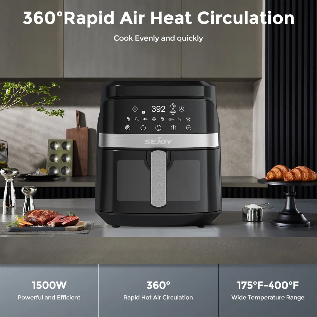 Sejoy 8 In 1 Air Fryer Oven Roast Bake Dehydrate Cooker