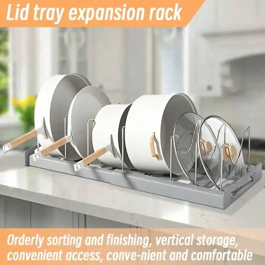 Heavy Duty Stainless Steel Pot Lid Organizer Rack With 8 Compartments