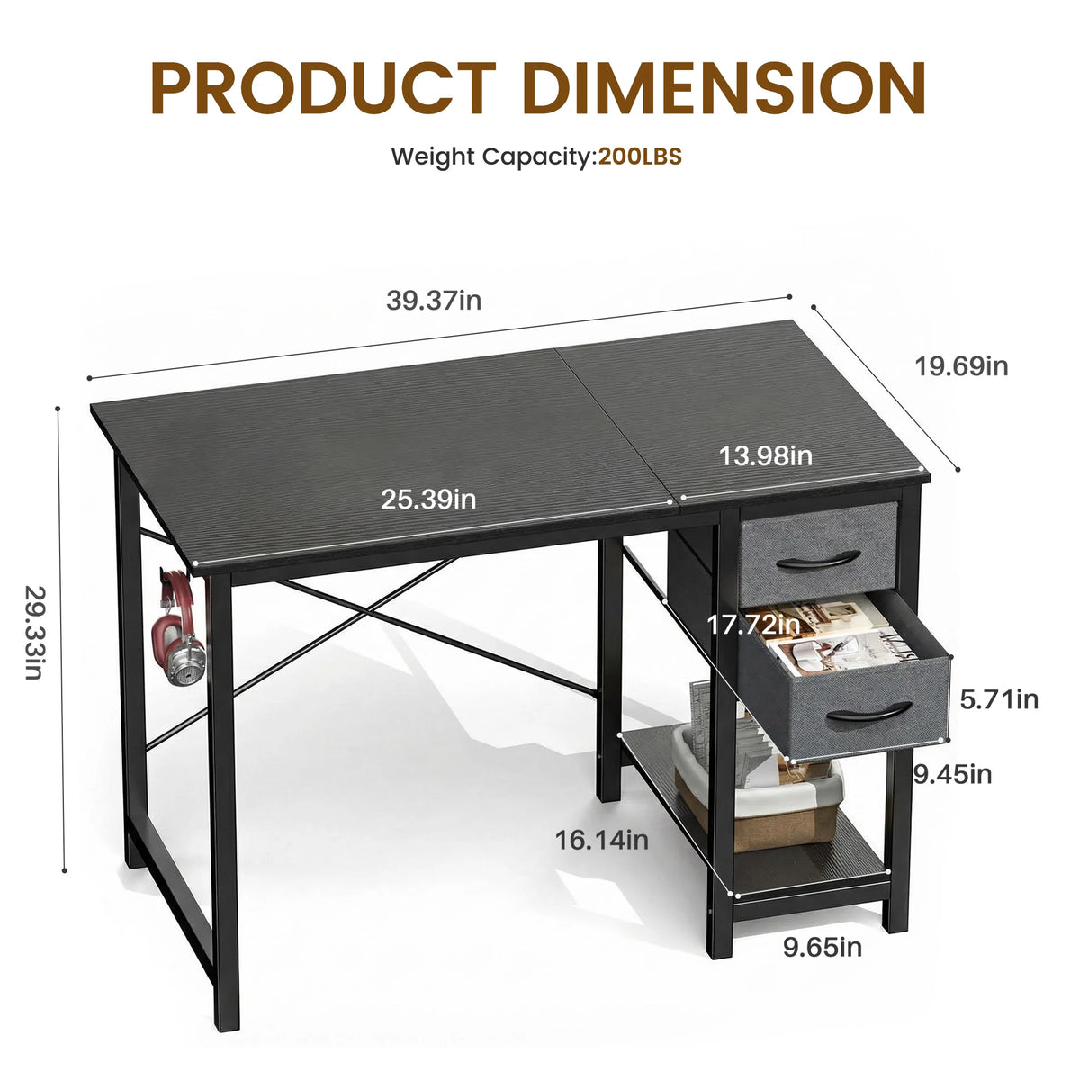 MCQ Ergonomic Office Desk With Storage Drawers Side Hook