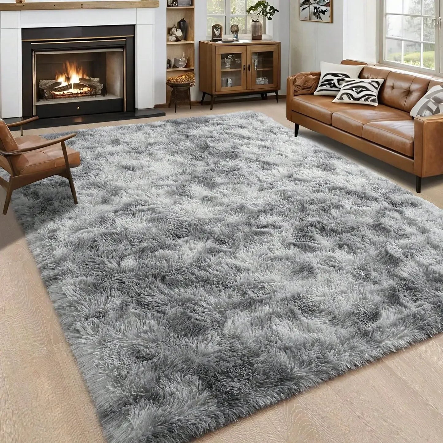 Plush Thick Long Pile Carpet Comfortable Non Slip Home Rug