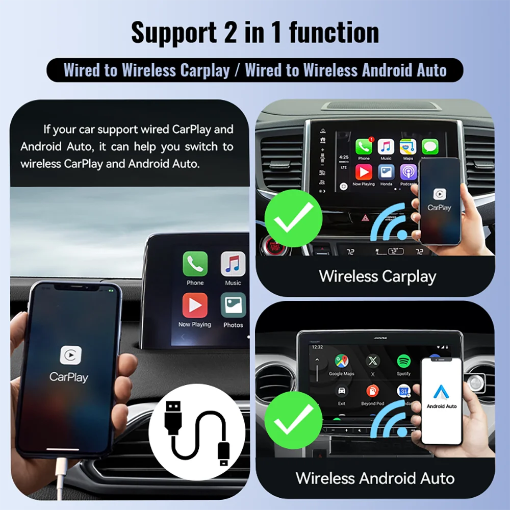 Xuda Wireless Carplay Android Auto Adapter Dongle For Cars