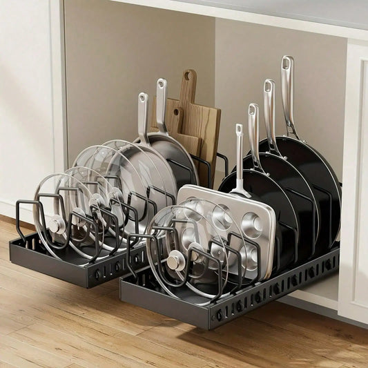 Heavy Duty Stainless Steel Pot Lid Organizer Rack With 8 Compartments