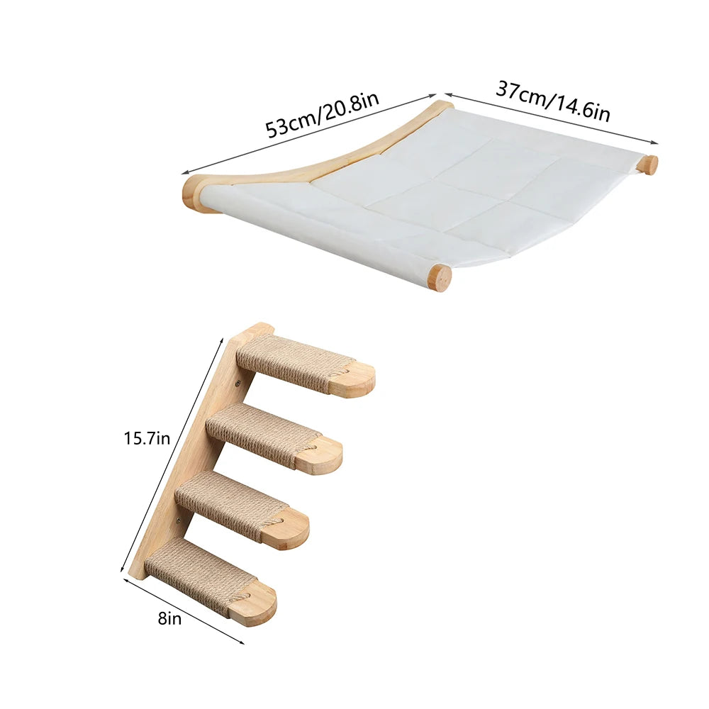 CWV Wall Mounted Cat Hammock With Sisal Scratching Steps