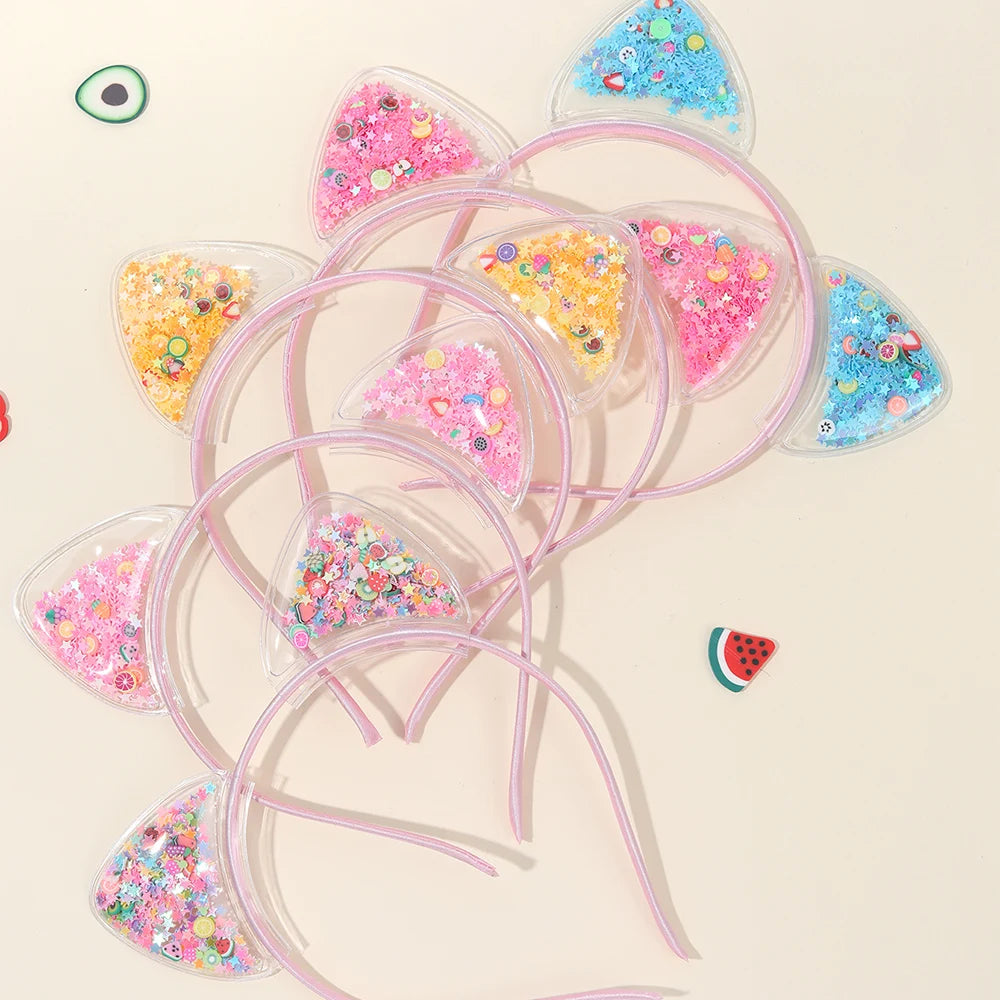 Shining Sequin Cat Ear Headbands For Kids Princess Hair Accessories