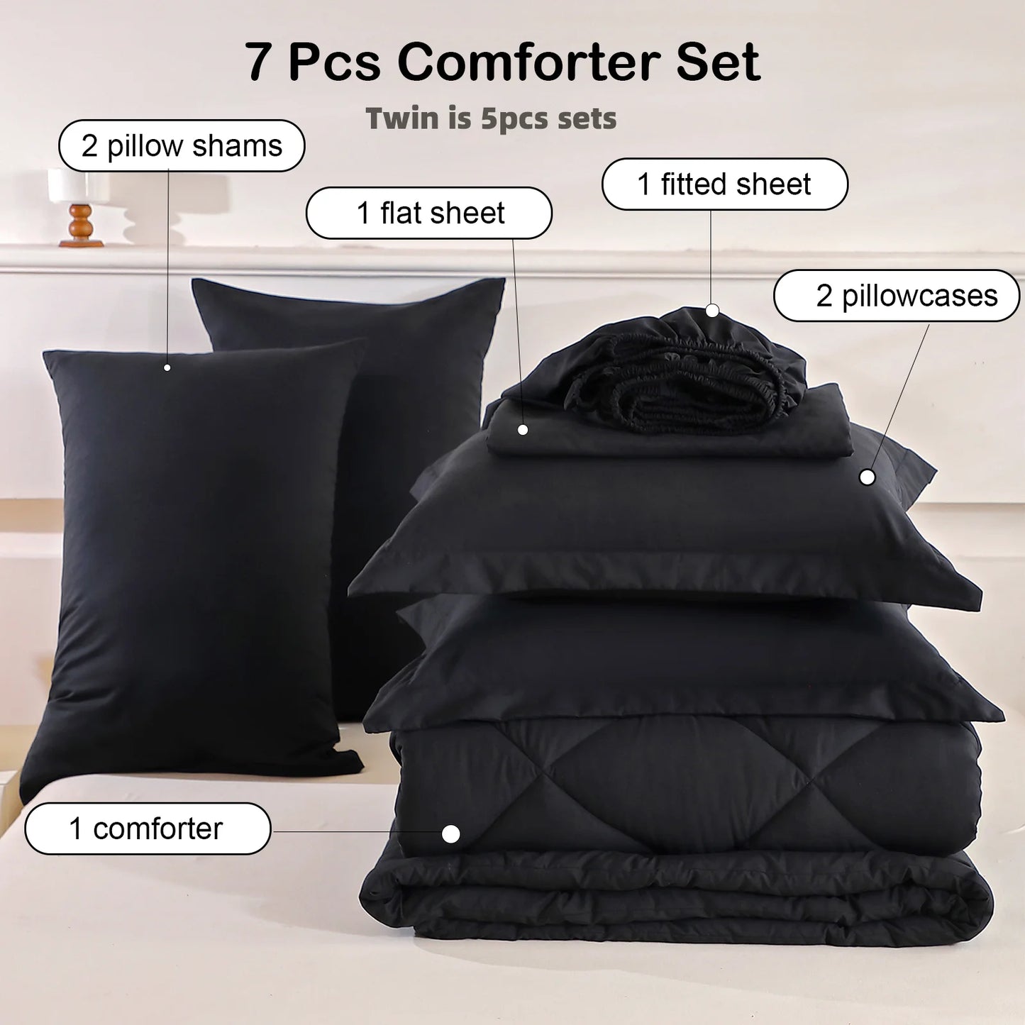 EasYum Brushed Polyester Quilted Bedding Set With Comforter And Sheets