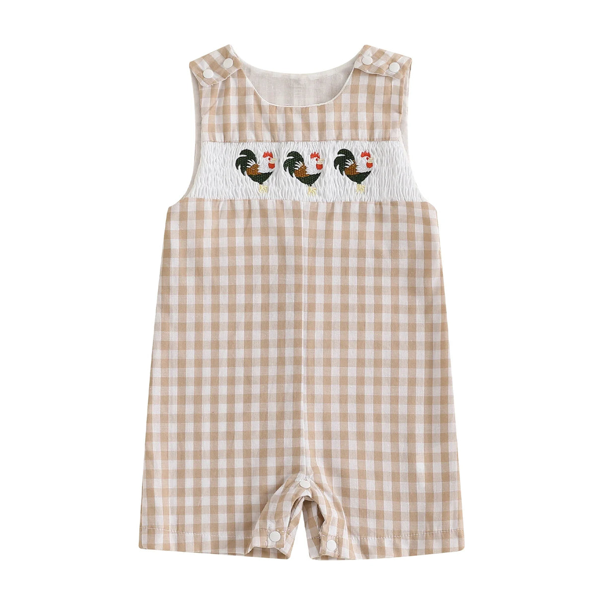 Soft Cotton Embroidered Baby Romper Button Up Summer Jumpsuit