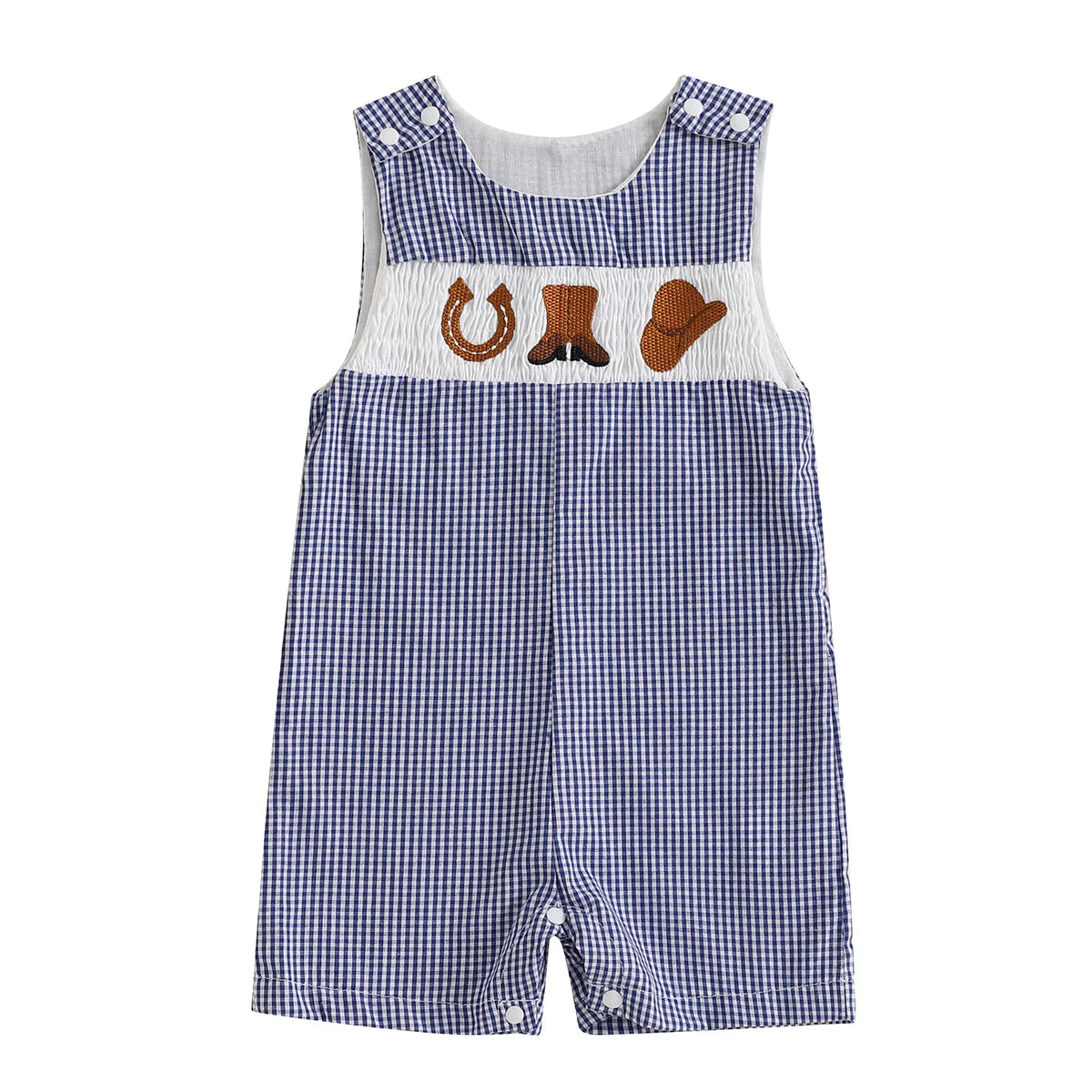 Soft Cotton Embroidered Baby Romper Button Up Summer Jumpsuit