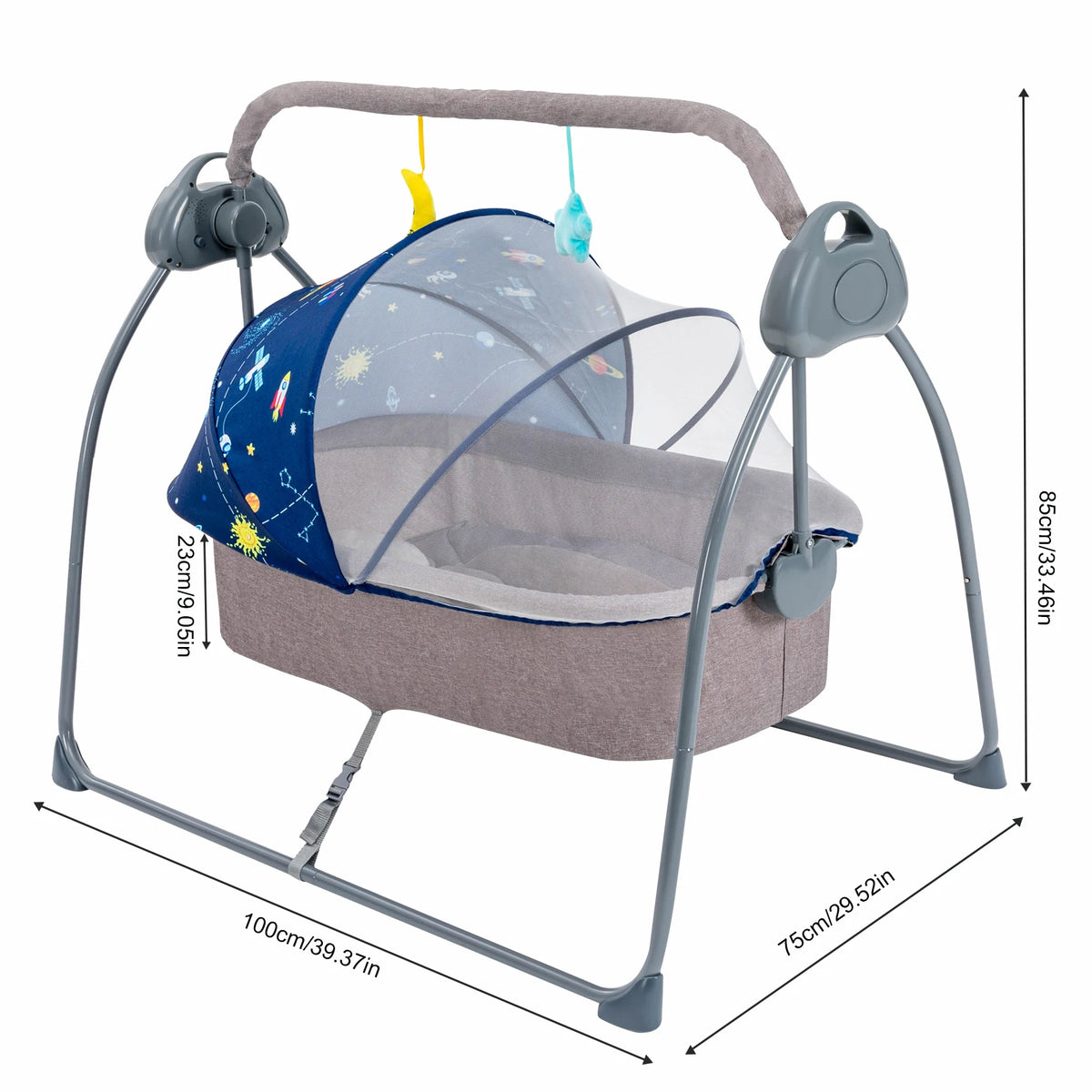 Bymaocar Electric Baby Cradle Swing With Remote Control Auto Rocking