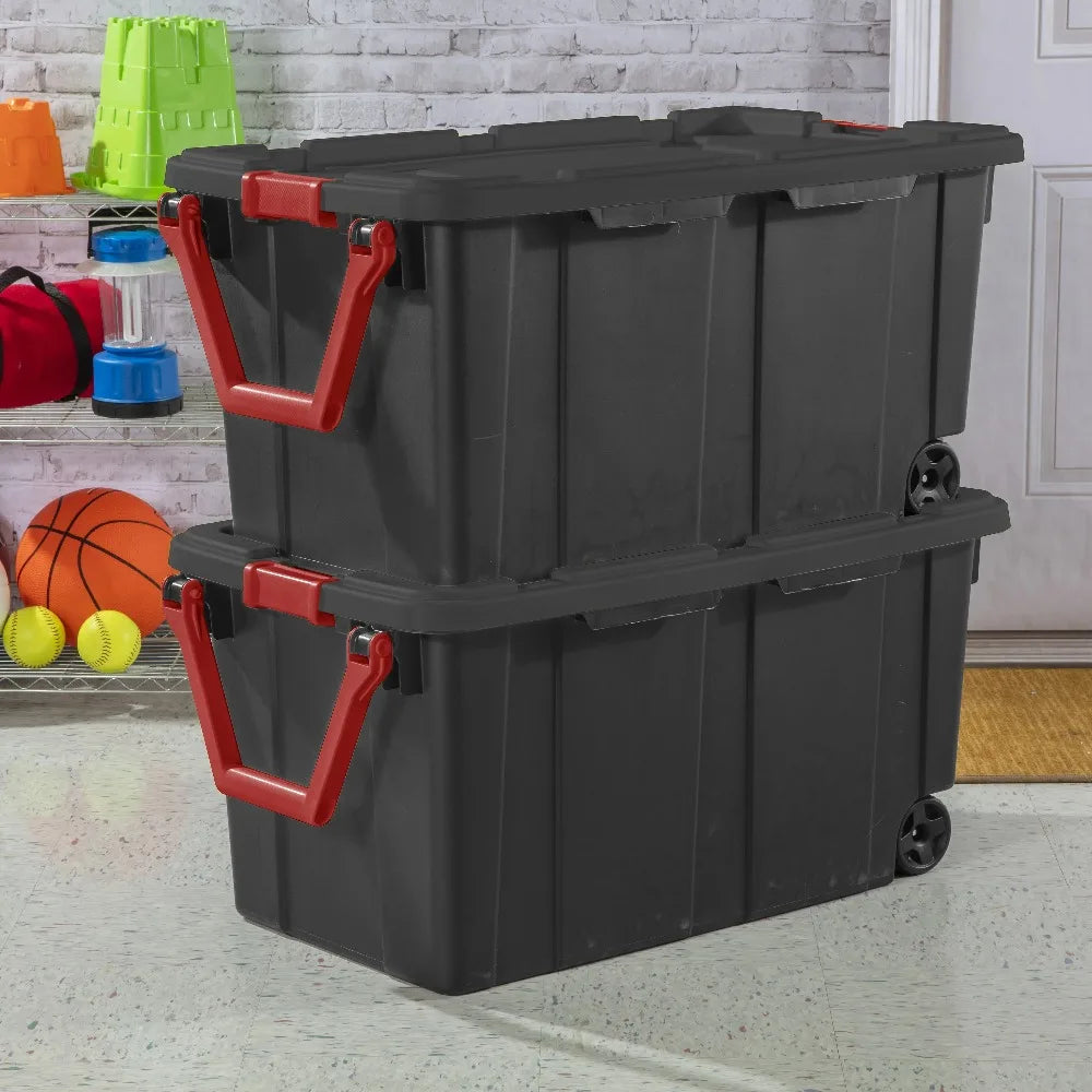 Sterilite Wheeled Plastic Storage Container With Handle