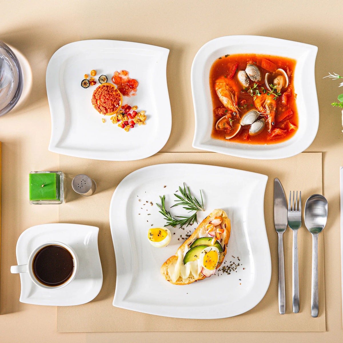 MALACASA Porcelain Dinnerware Set For 6 Or 12 People