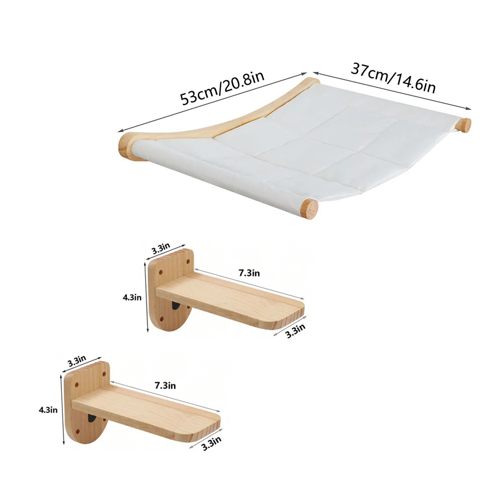 CWV Wall Mounted Cat Hammock With Sisal Scratcher Shelves