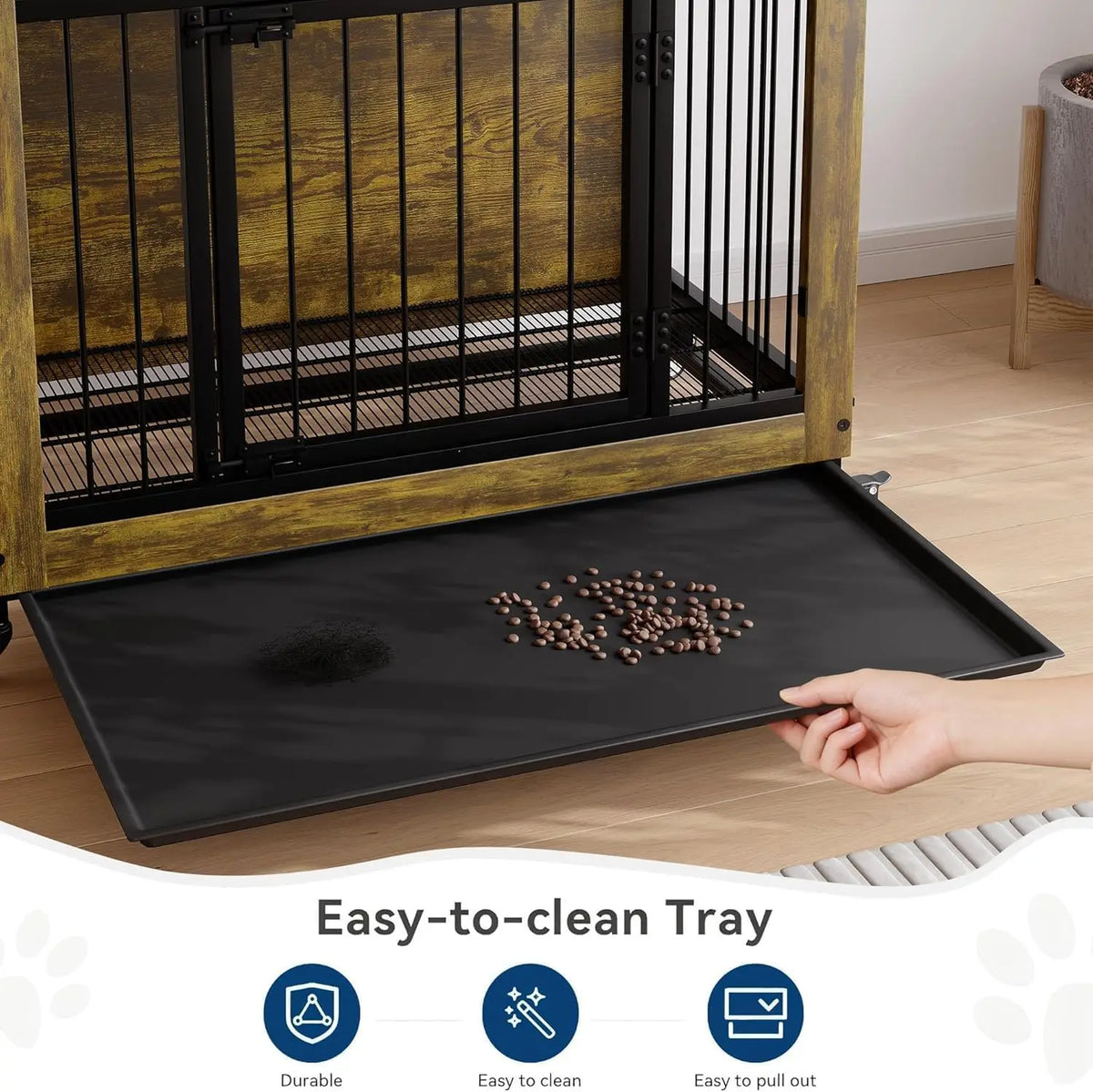 ANIXOL Wooden Dog Crate Furniture with Locking Doors and Tray