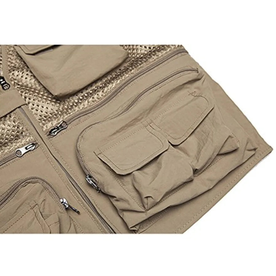 Mens Mesh Breathable Utility Fishing Vest Padded Waistcoat Quick Dry