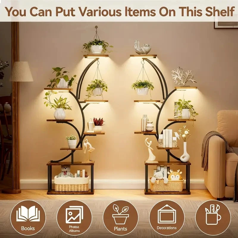 Metal Plant Stand With LED Grow Lights for Indoor Plants