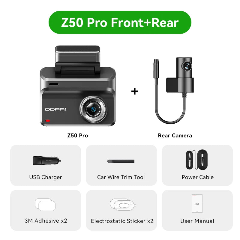 DDPAI Z50 Pro 4K Dash Camera Front And Rear Recording
