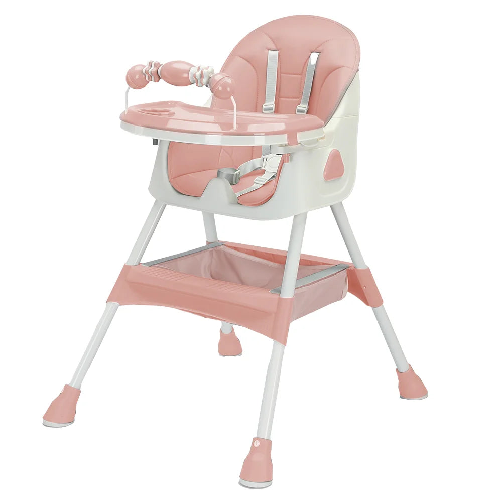 PIORLADO Foldable Baby High Chair With Tray Anti Slip Pad Toy Rack