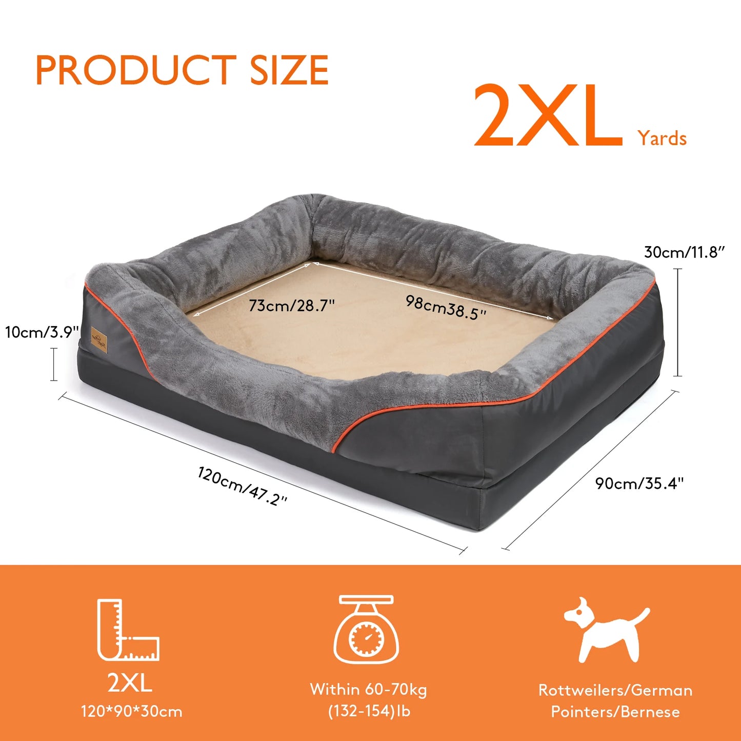 Bingopaw Large Soft Anti Allergy Washable Dog Bed With Removable Cover