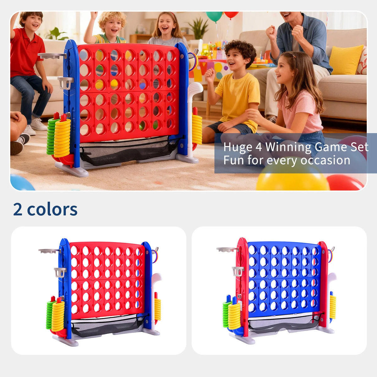 Giant Outdoor Connect Four Basketball Hoop Ring Toss Game Set