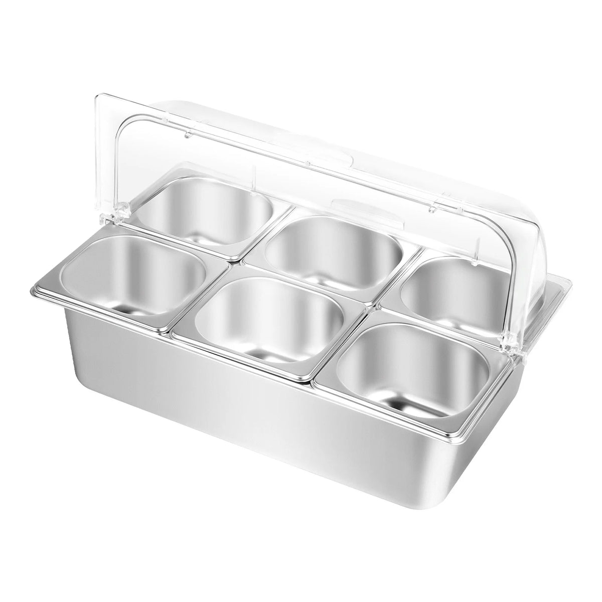 Bymaocar Countertop Food Container 6 Pans Condiment Dispenser Salad Dressing