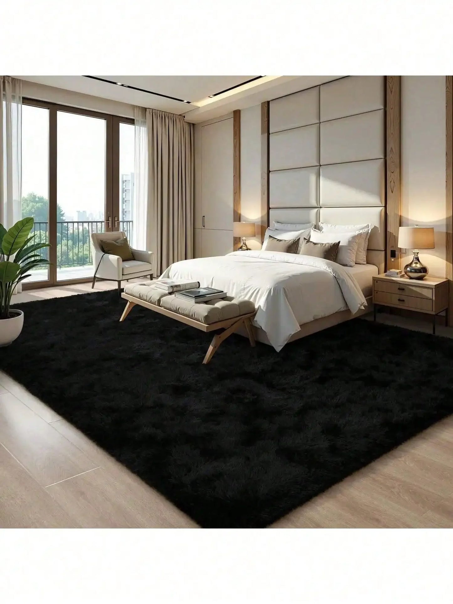 Plush Thick Long Pile Carpet Comfortable Non Slip Home Rug