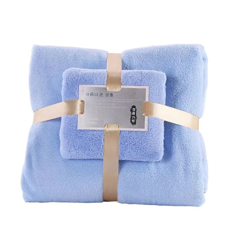 Supersoft 2Pc Coral Velvet Bath Towel Set For Adults