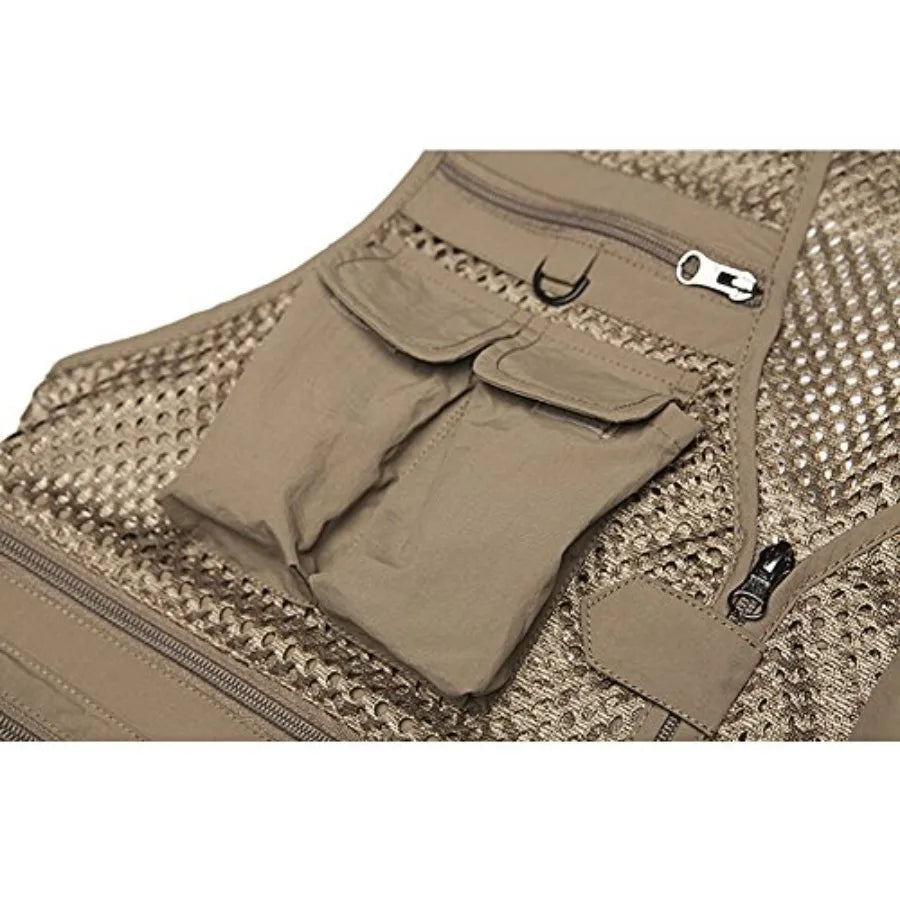 Mens Mesh Breathable Utility Fishing Vest Padded Waistcoat Quick Dry